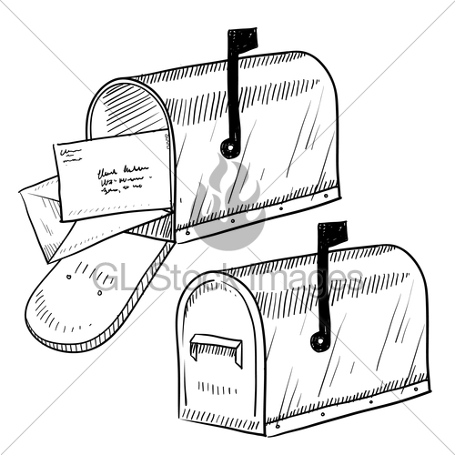 500x500 Snail Mailbox Sketch Gl Stock Images - Letter Box Sketch
