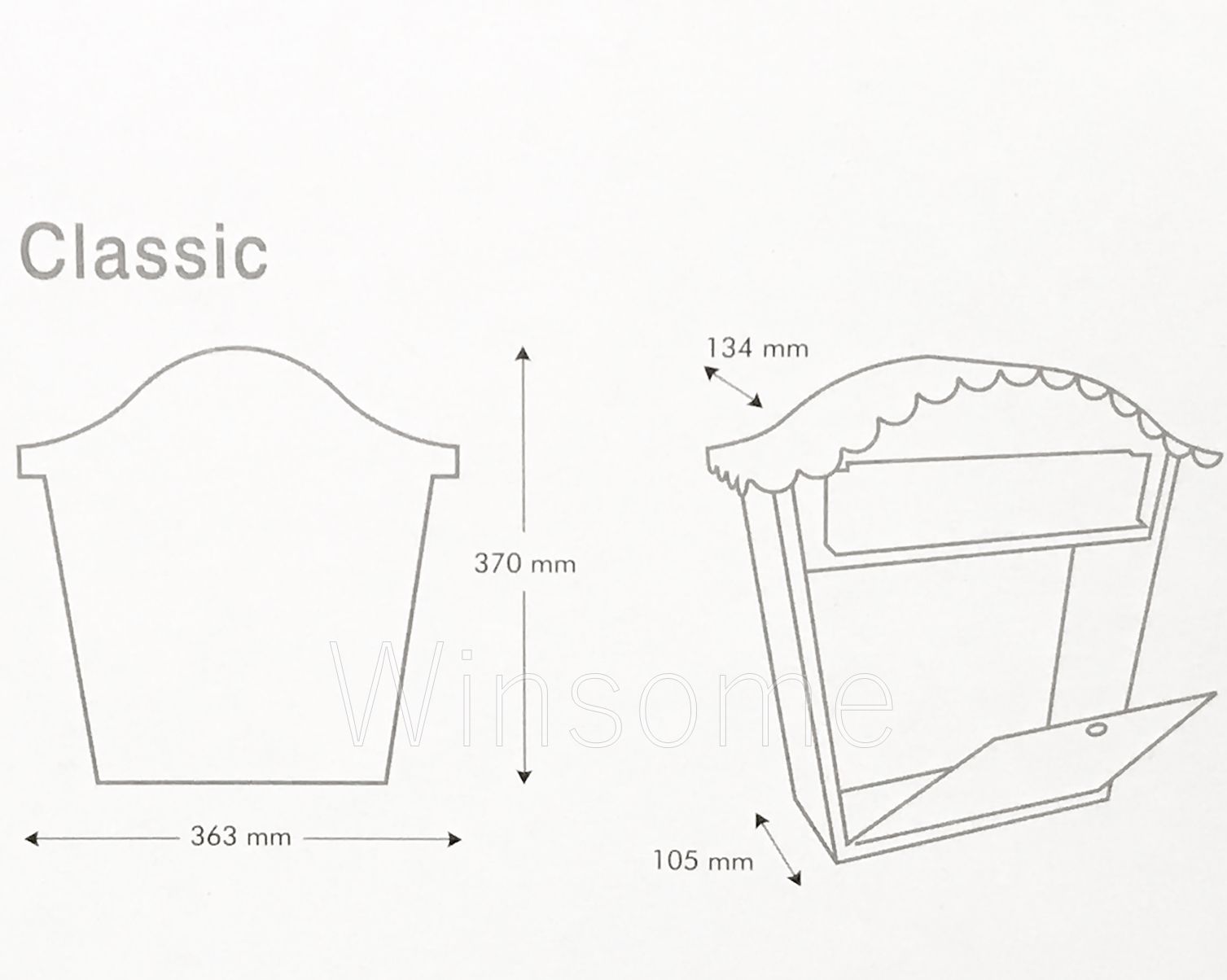 1507x1204 Classic Galvanised Steel Letter Mail Post Box Outdoor Wall Mounted - Letter Box Sketch