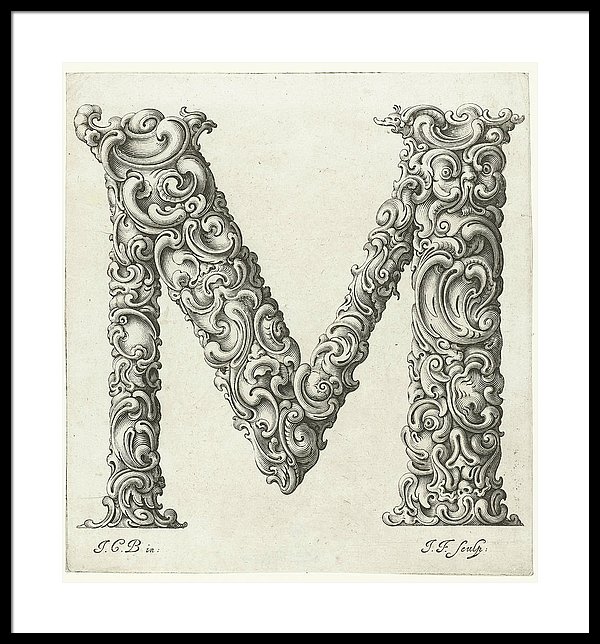 600x644 Letter M Framed Print By Jeremias Falck - Letter M Sketch