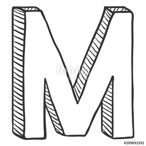 500x500 Vector Single Doodle Sketch Illustration - Letter M Sketch