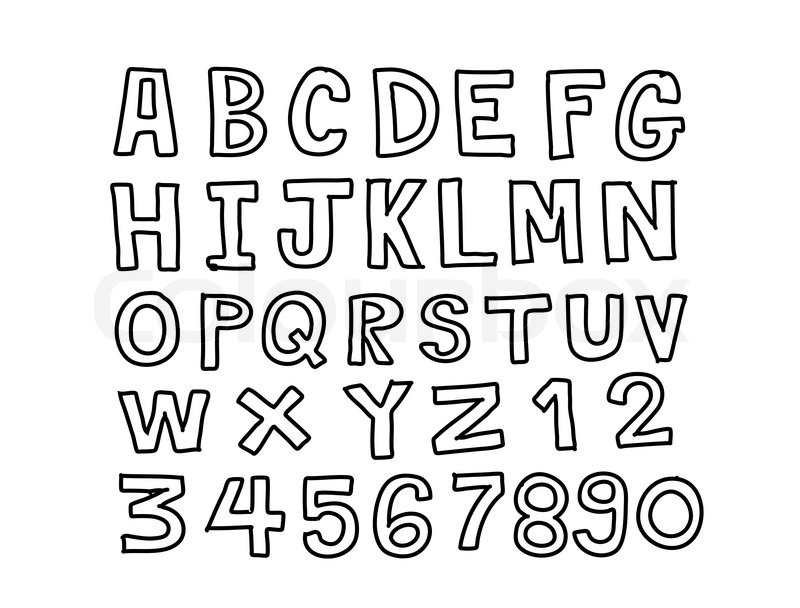 800x608 Design Of Line Font Sketch Hand Drawing Vector Letters Stock - Letter Sketch