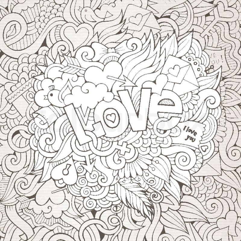 800x800 Love Hand Lettering And Doodles Elements Sketch Background. Vector - Lettering Sketch