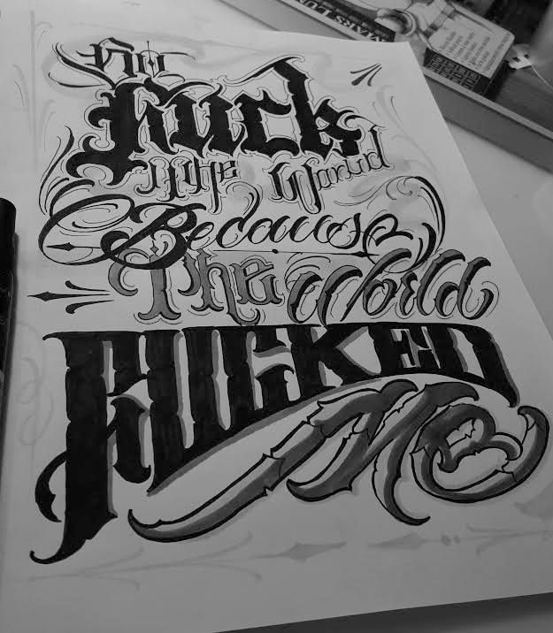625x716 Chronic Ink Tattoo - Lettering Sketch