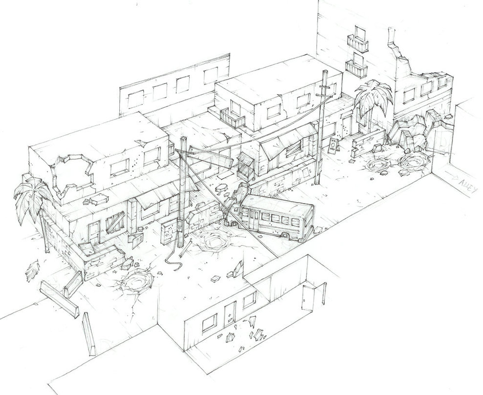 988x809 Cod Level Design Concept 1 By Peetcooper - Level Design Sketch