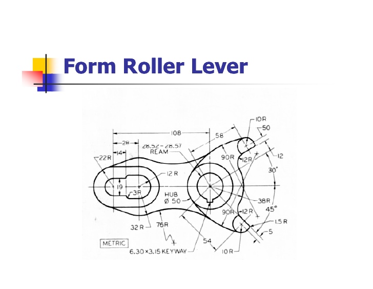 728x563 Engineering Drawing Set 3 - Lever Sketch