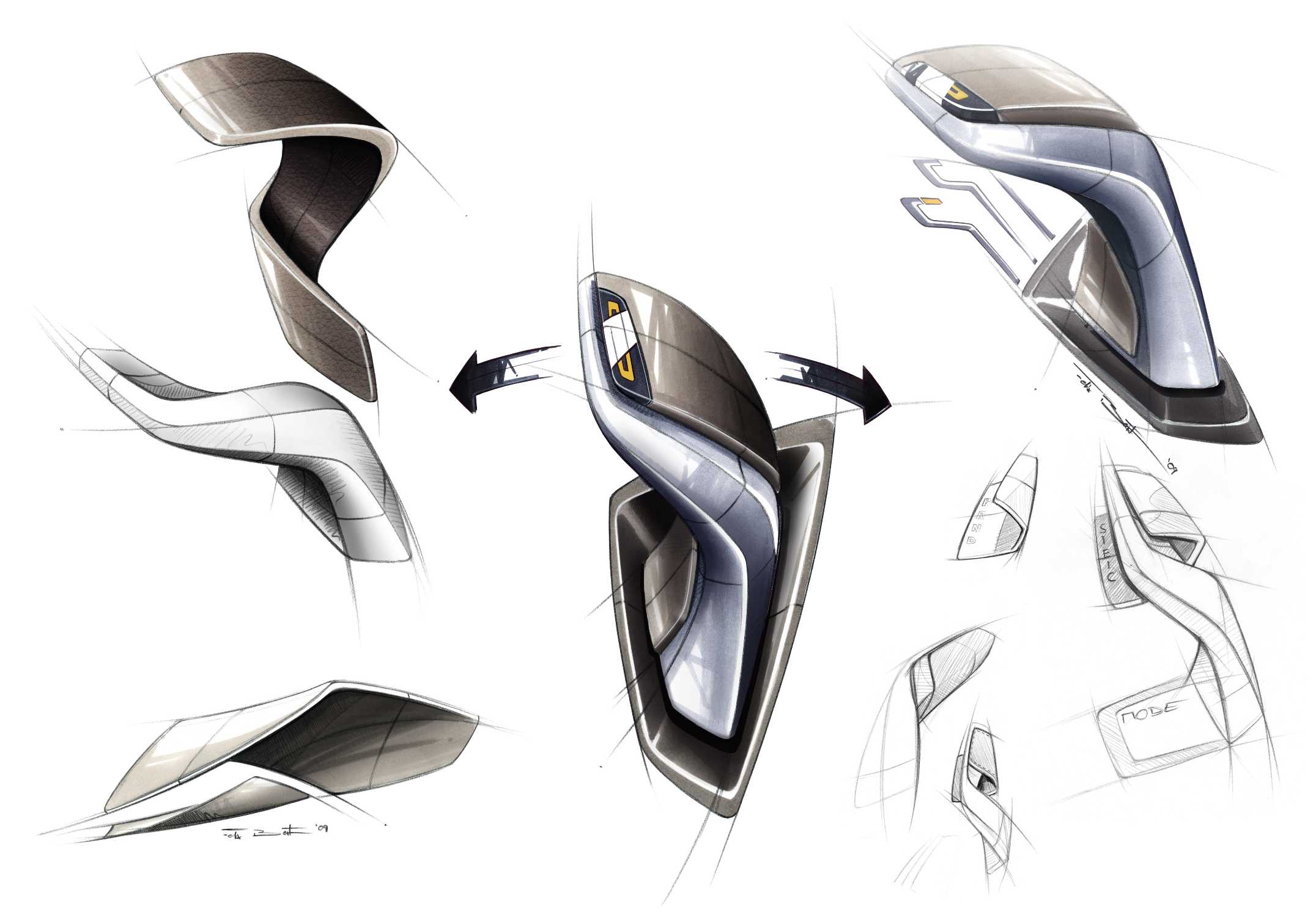 2152x1500 Bmw Vision Efficientdynamics, Design Sketch Interior, Gear Shift - Lever Sketch