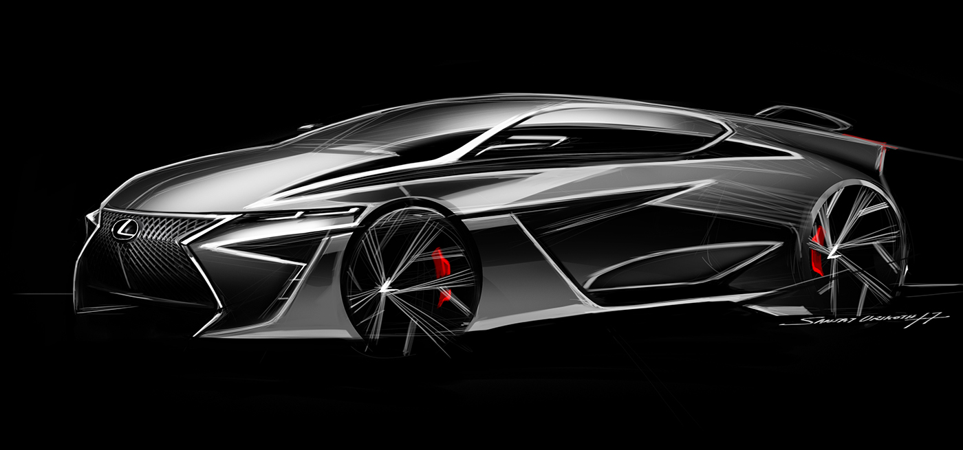 1400x655 Lexus Sedan Sketch On Behance - Lexus Sketch
