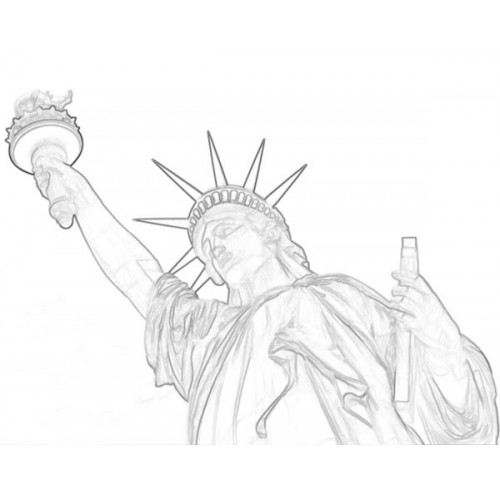 500x500 Statue Of Liberty 1 Sketch For Canvas Painting - Liberty Sketch