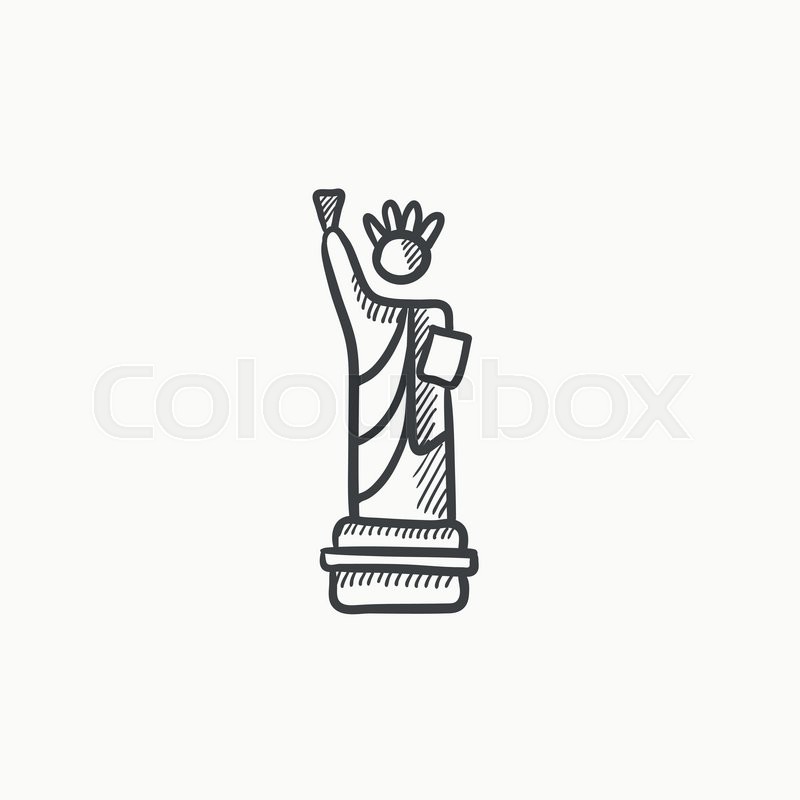 800x800 Statue Of Liberty Vector Sketch Icon Isolated On Background. Hand - Liberty Sketch