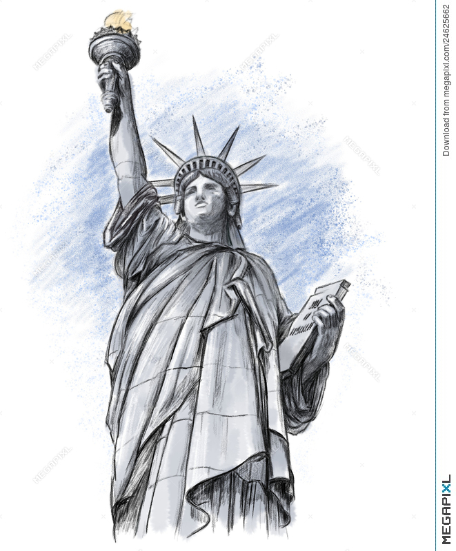 661x800 The Statue Of Liberty Drawing Illustration 24625662 - Liberty Sketch