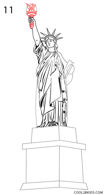 408x750 How To Draw The Statue Of Liberty (Step By Step Pictures) Cool2bkids - Liberty Statue Sketch