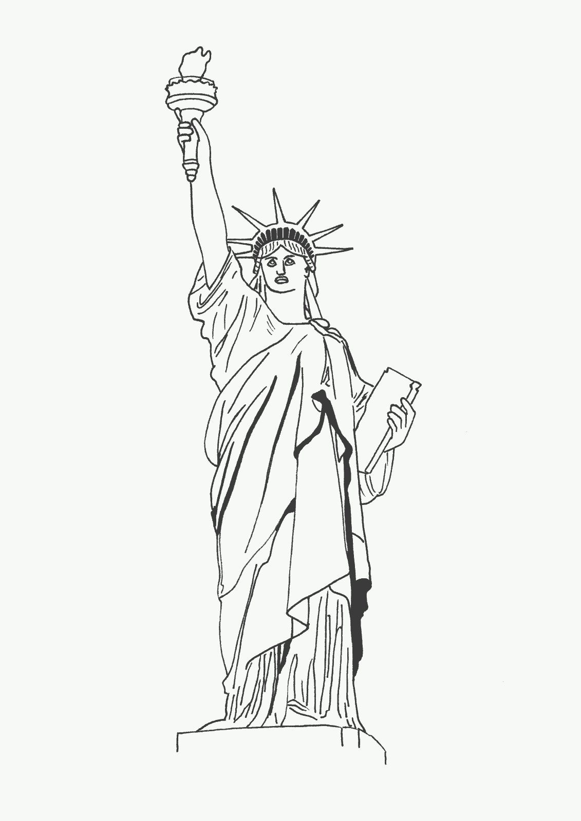 1131x1600 Statue Of Liberty Clipart Line Drawing - Liberty Statue Sketch