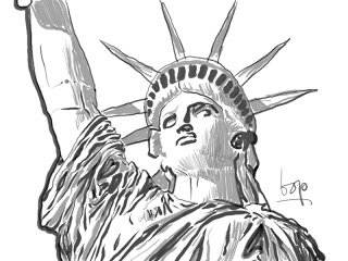 320x240 Statue Of Liberty Clipart Sketch - Liberty Statue Sketch