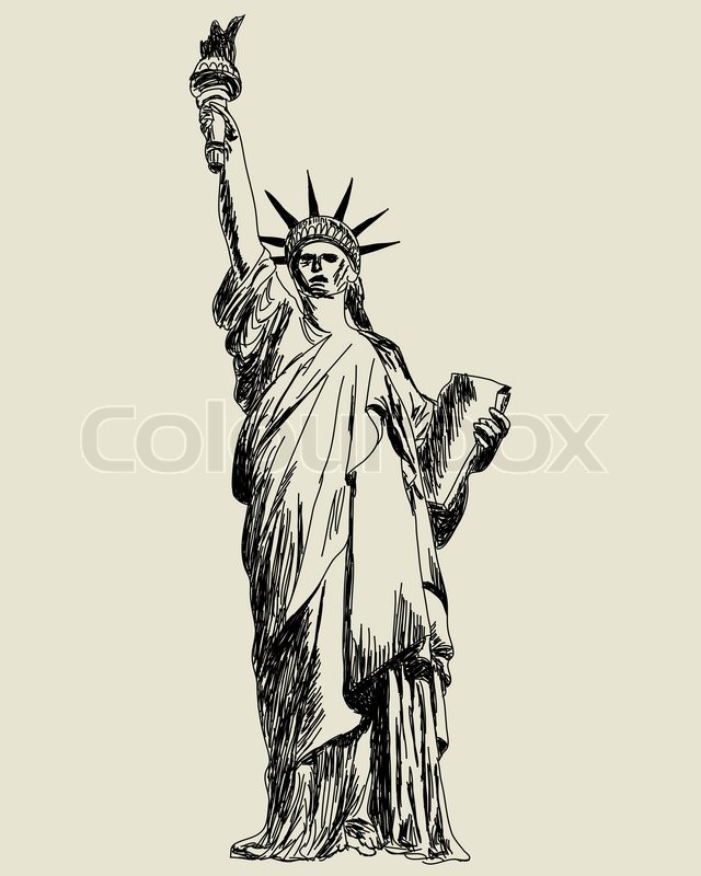 640x800 Statue Of Liberty Vector Sketch Illustration For Design Use - Liberty Statue Sketch