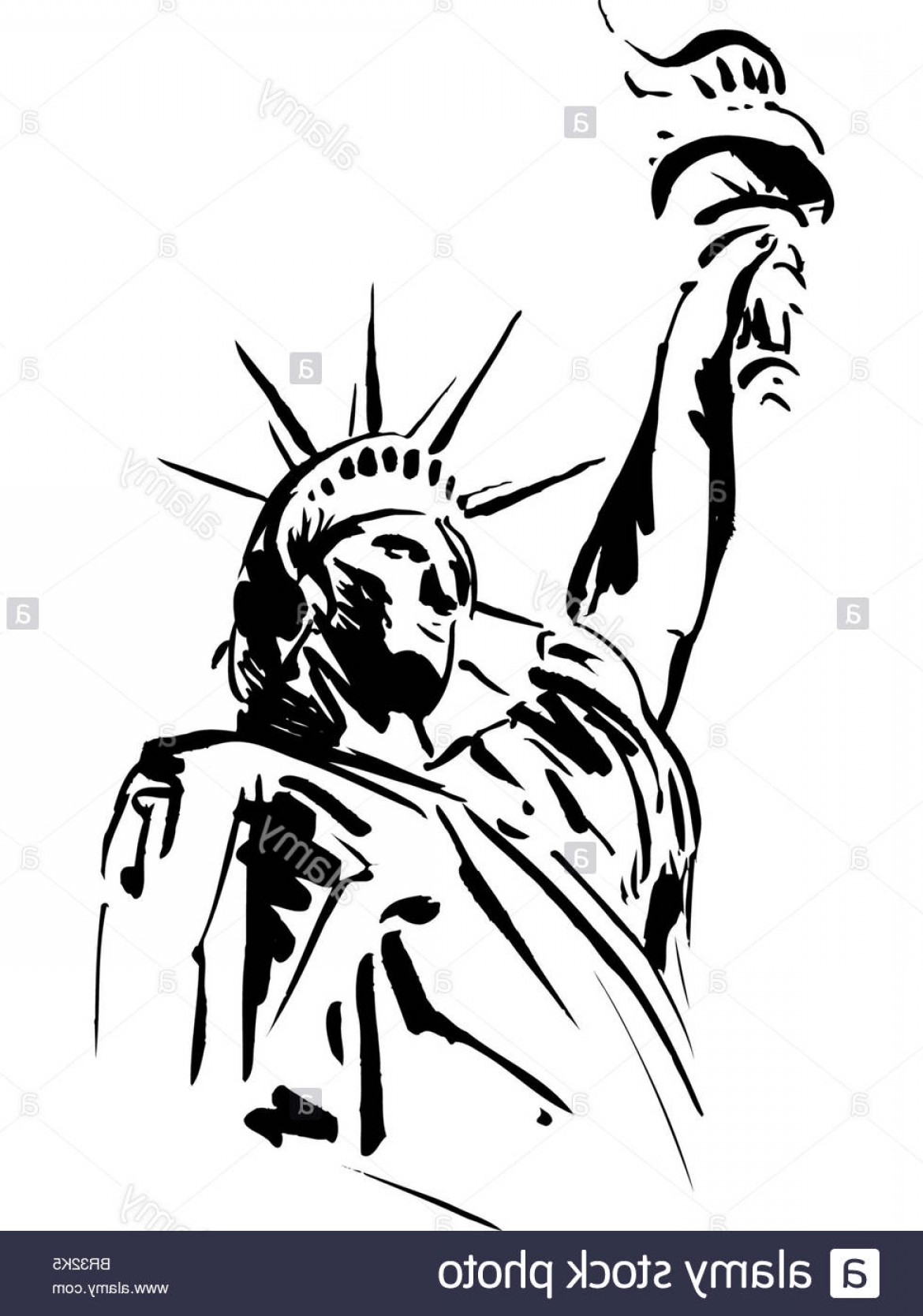 1170x1668 Stock Photo A Black And White Sketch Of The Statue Of Liberty - Liberty Statue Sketch