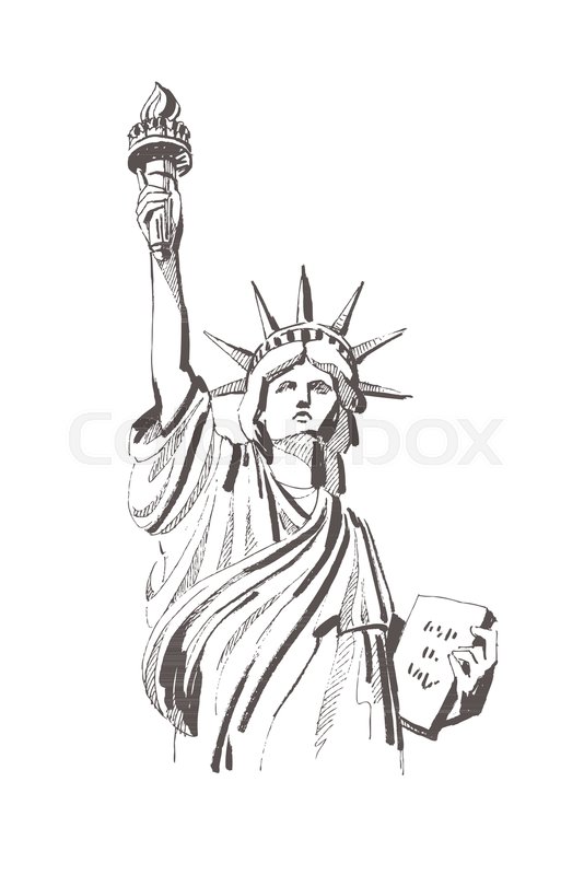 534x800 Vector Sketch Of Statue Of Liberty New York Of Usa In Illustration - Liberty Statue Sketch