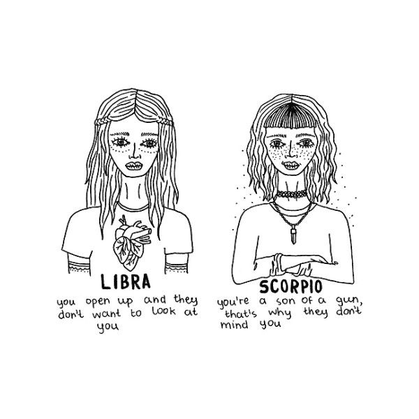 600x600 Art Leo Cancer Aries Libra Sketch Doodle Zodiac Astrology Pisces - Libra Sketch