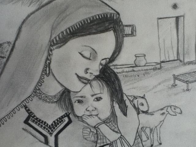 640x480 Village Life Sketch Made By Frnd Your Title - Life Sketch