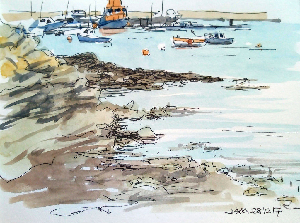 1024x759 Holyhead Lifeboat In The Marina The Final Sketch From Our - Lifeboat Sketch