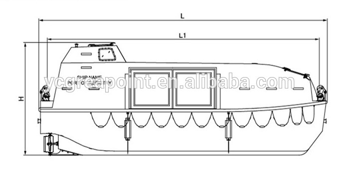 680x354 120 Persons Partially Enclosed Used Lifeboat For Sale - Lifeboat Sketch