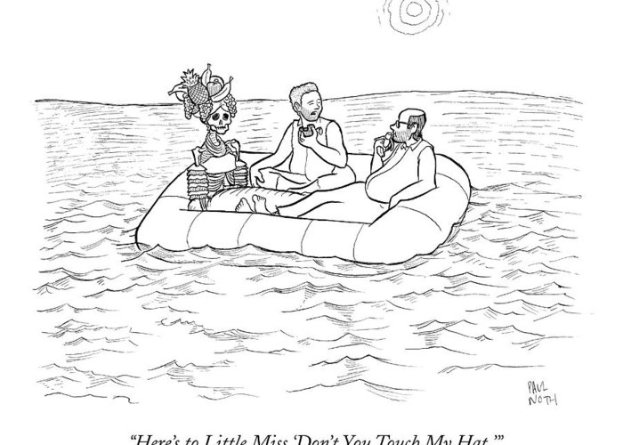 700x500 Three People Are In A Lifeboat. Two Of Them Eat Greeting Card For - Lifeboat Sketch