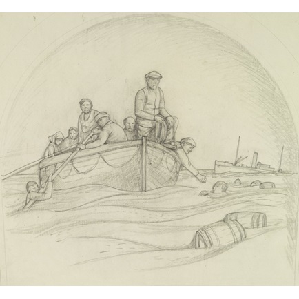 434x434 Design For Carvings On A War Memorial (World War One) Sketched - Lifeboat Sketch