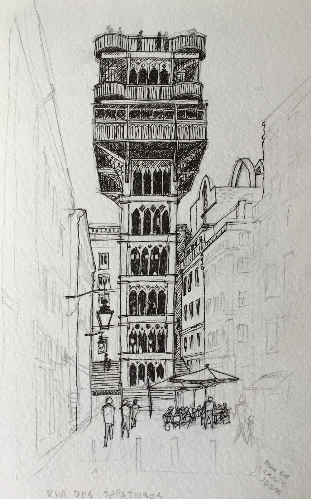 998x1600 Unstringing The Bow Sketch Of Elevador De Santa Justa - Lift Sketch