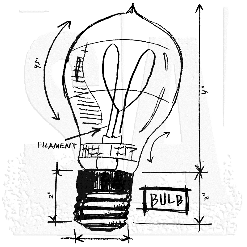 800x800 Tim Holtz Wood Mounted Stamp - Light Bulb Sketch