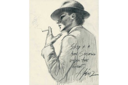 450x300 Study For Smoking Under The Light Sketch Fabian Perez Art - Light Pencil Sketch