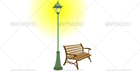 590x300 Bench Clipart Light Post - Light Post Sketch