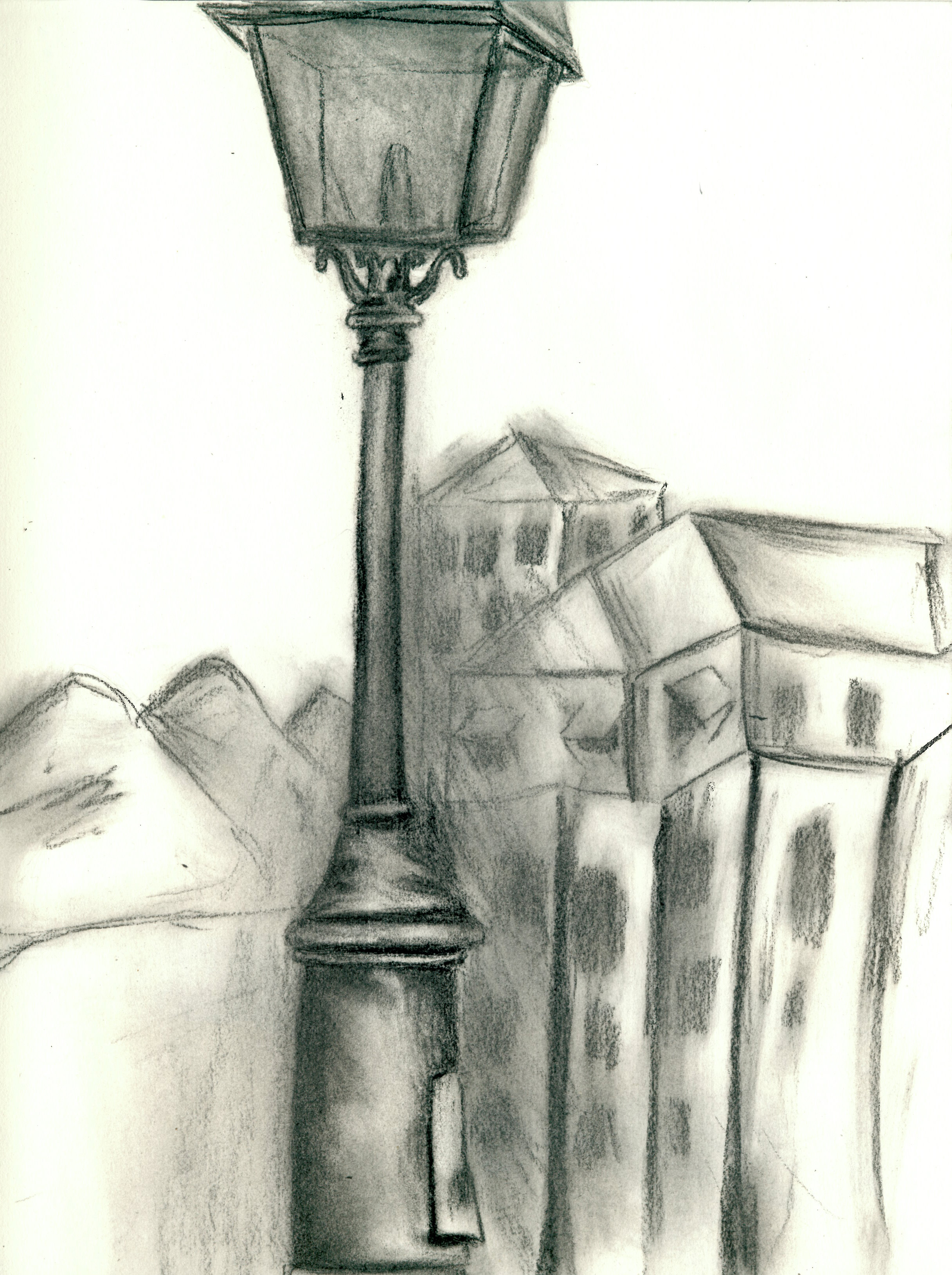 2433x3257 Llv Street Lamp Sketch Bw - Light Post Sketch
