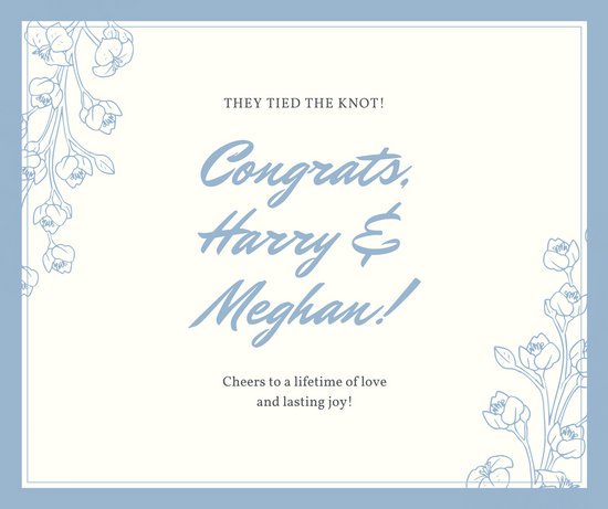 550x461 Light Blue And Cream Floral Sketch Royal Wedding Facebook Post - Light Post Sketch