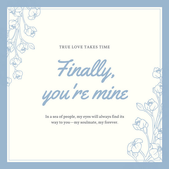 550x550 Light Blue And Cream Floral Sketch Social Media Post - Light Post Sketch