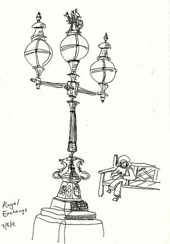 348x500 I Sketch London The Royal Exchange - Light Post Sketch