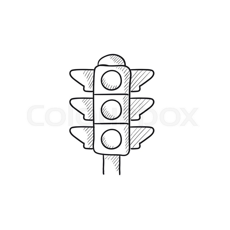 800x800 Traffic Light Vector Sketch Icon Isolated On Background. Hand - Light Sketch