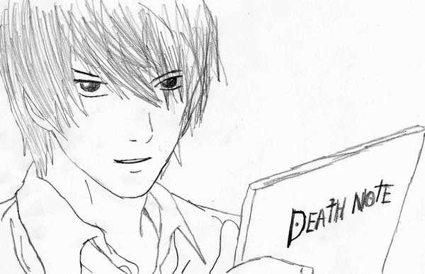 600x388 Light Yagami Sketch By Kiranaomipartners - Light Yagami Sketch