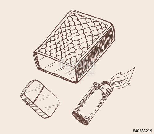500x436 Sketch Of A Burning Lighter Stock Image And Royalty Free Vector - Lighter Sketch