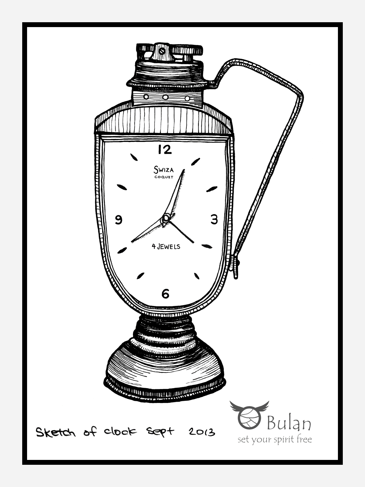 1200x1600 Sketch Of The Day No 139 Vintage Clock With Lighter - Lighter Sketch