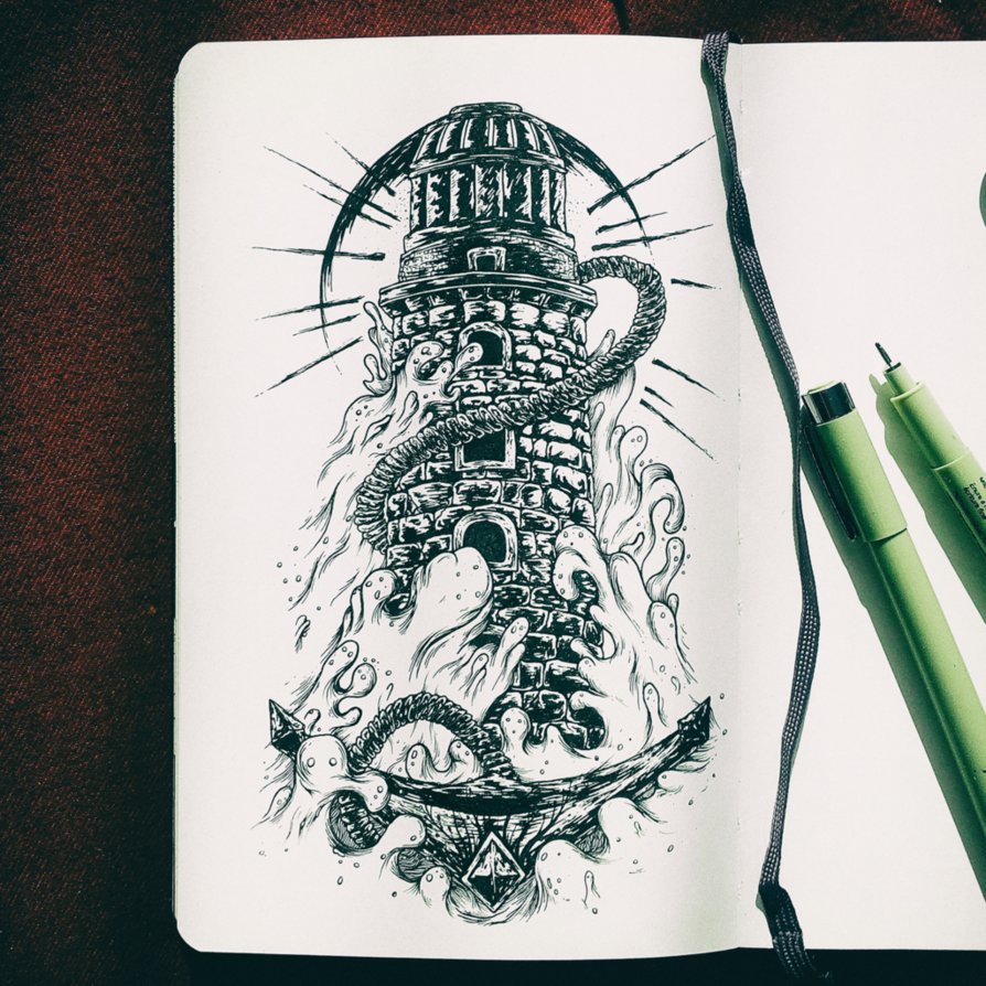 894x894 Lighthouse Tattoo By Kenshinpony - Lighthouse Tattoo Sketch