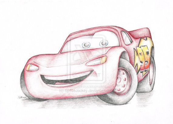 570x408 Lightning Mcqueen Cars Pixar Cartoon Movie Art Pencil Drawing Hq - Lightning Mcqueen Sketch