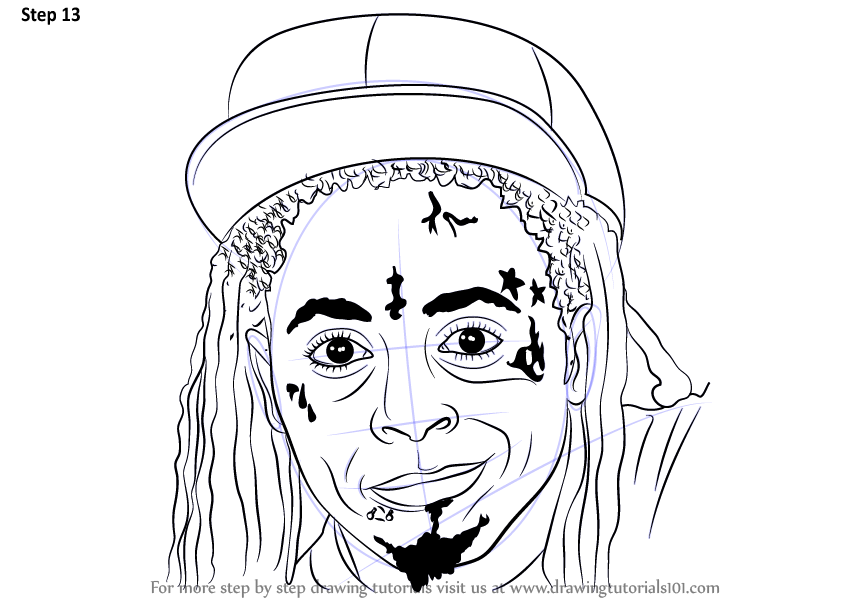 844x599 Learn How To Draw Lil Wayne (Rappers) Step By Step Drawing Tutorial...