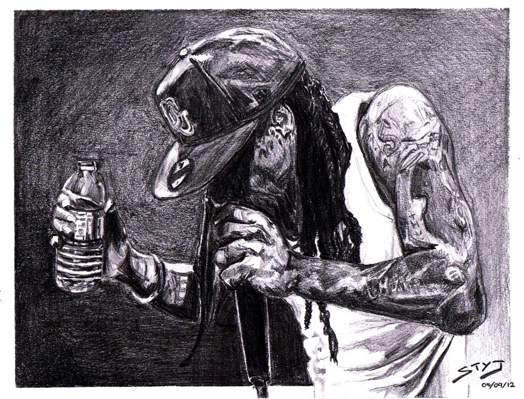 1024x780 Lil Wayne Sketch By Styj - Lil Wayne Sketch