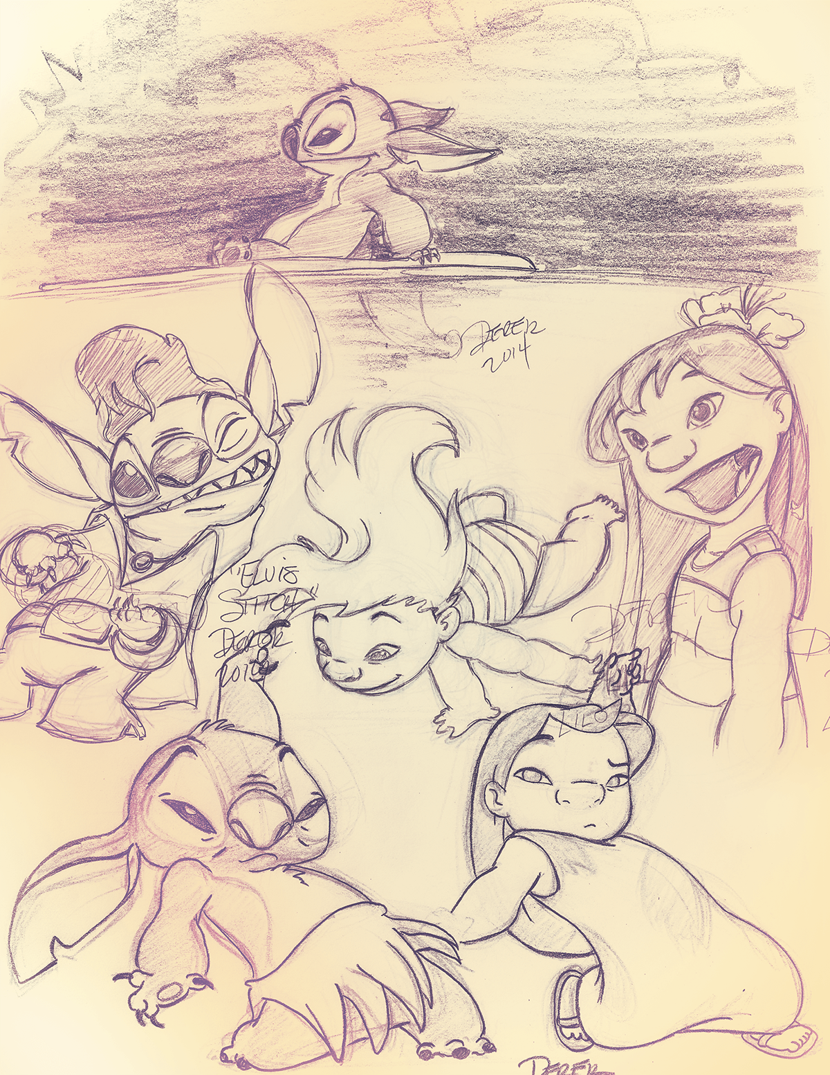 1200x1553 Lilo And Stitch Sketches On Behance - Lilo And Stitch Sketch