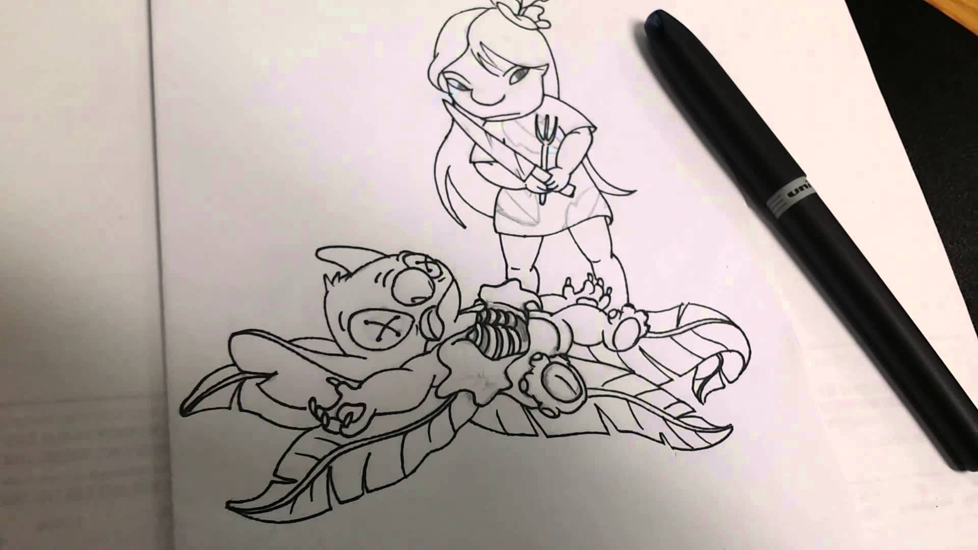 1920x1080 Family Dinner - Lilo And Stitch Sketch