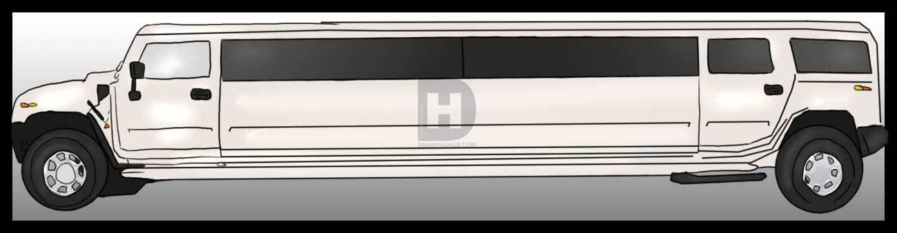 1300x338 How To Draw A Hummer Limo, Step By Step, Drawing Guide, By - Limo Sketch