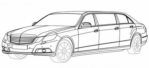 500x231 Mercedes Benz E Class Stretch Limo Sketches - Limo Sketch