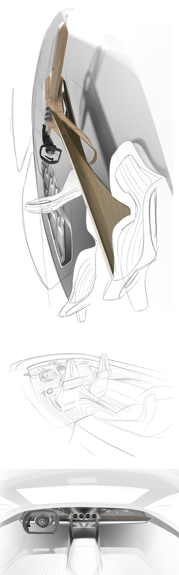 600x1926 Mercedes Next Limo Interior On Behance Transportation Sketches - Limo Sketch