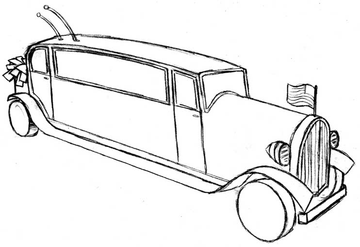 742x510 Pedal Car Stretch Limo Vehicles - Limo Sketch