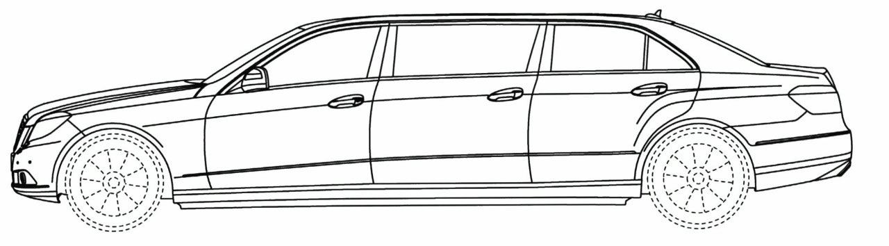 1280x354 Sketches Of The Mercedes Benz E Class Limousine - Limo Sketch