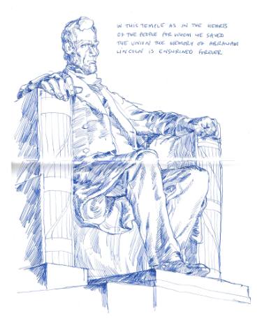 375x469 Lincoln Memorial Drawing By Richard Johnson Saatchi Art - Lincoln Memorial Sketch